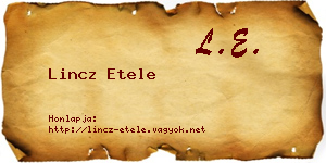 Lincz Etele névjegykártya